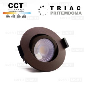 Įmontuojamas pritemdomas LED šviestuvas 6W (Tamsiai ruda) CCT keičiama IP20/65 su jungtimi