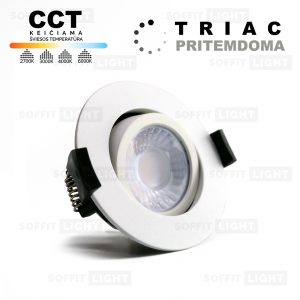 Įmontuojamas pritemdomas LED šviestuvas 6W (Baltas) CCT keičiama IP20/65 su jungtimi