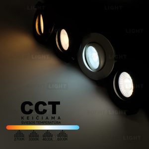 Įmontuojamas pritemdomas LED šviestuvas 6W (Juodas) CCT keičiama IP20/65 su jungtimi - Image 4