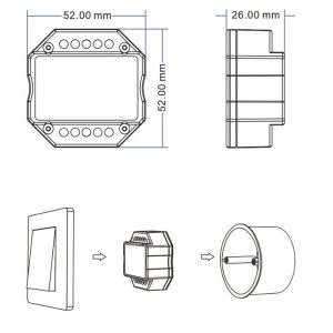 Vieno kanalo 230V Valdiklis dimeris S1-B su TRIAC pritemdymo funkcija  + Push DIM - Image 3